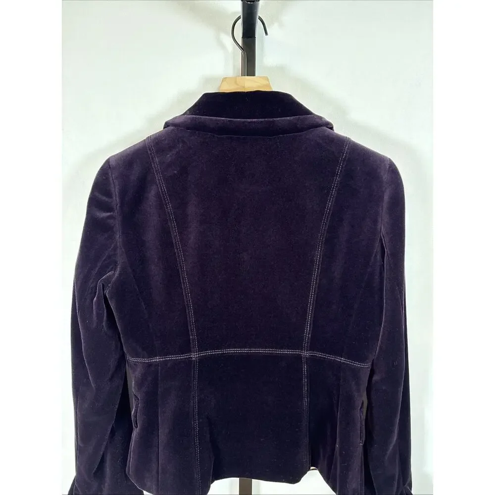 J. Crew Velvet Blazer Jacket Women's 6 Purple Fitted 100% Cotton Y2K Preppy